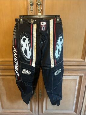 edge Black dirtbike pants with uWhite and Red Accents